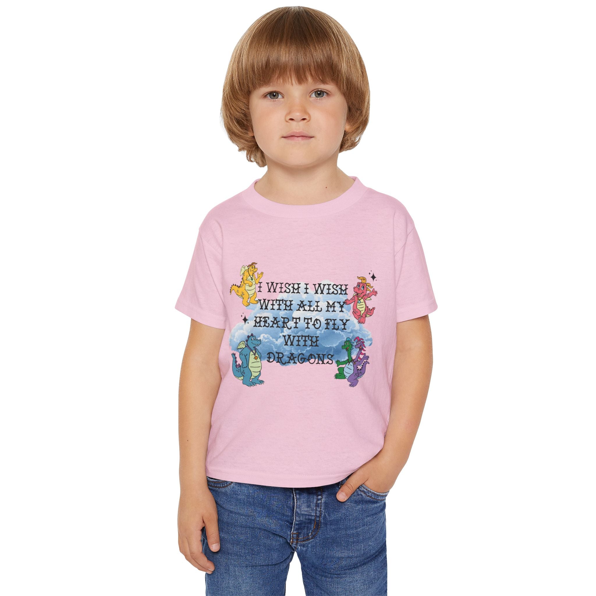 Toddler T-Shirt — "I Wish I Wish With All My Heart To Fly With Dragons" Cute Colorful Dragon Tee