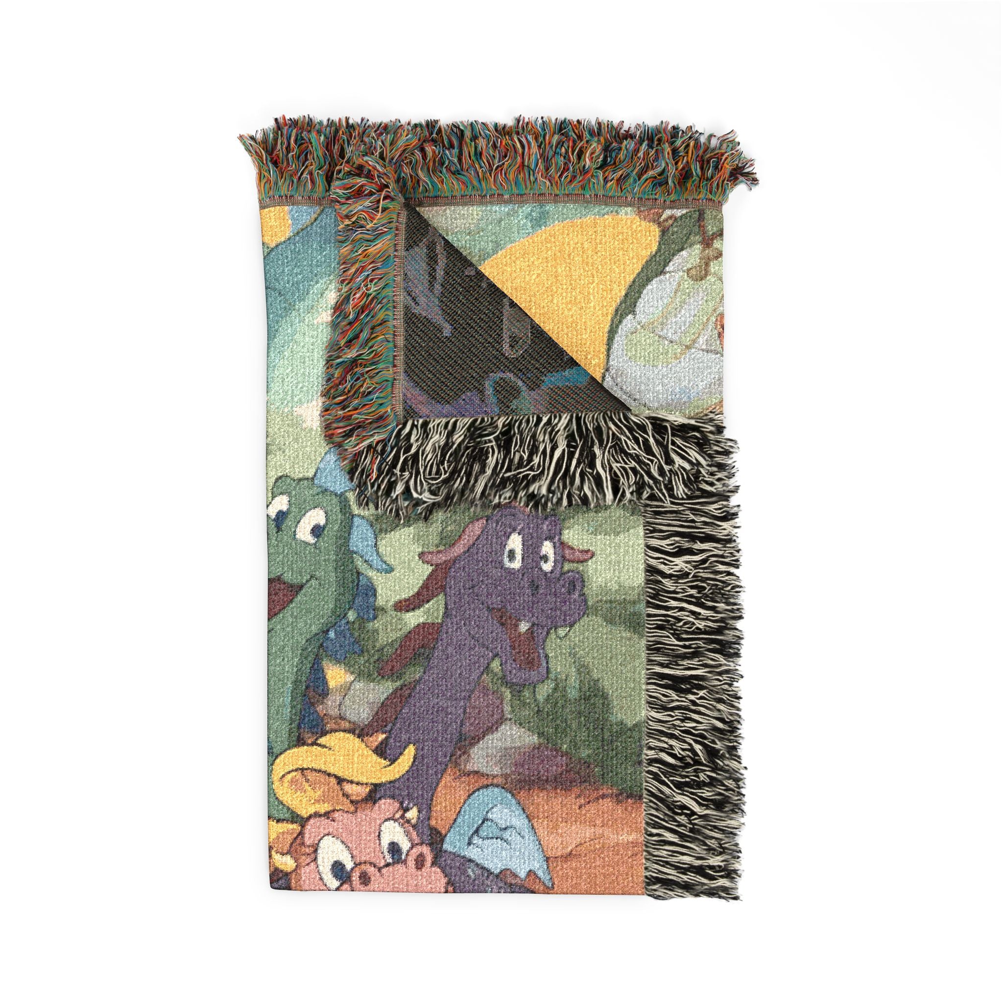 Woven Blanket — Colorful Dragon Tales Collage Throw Blanket