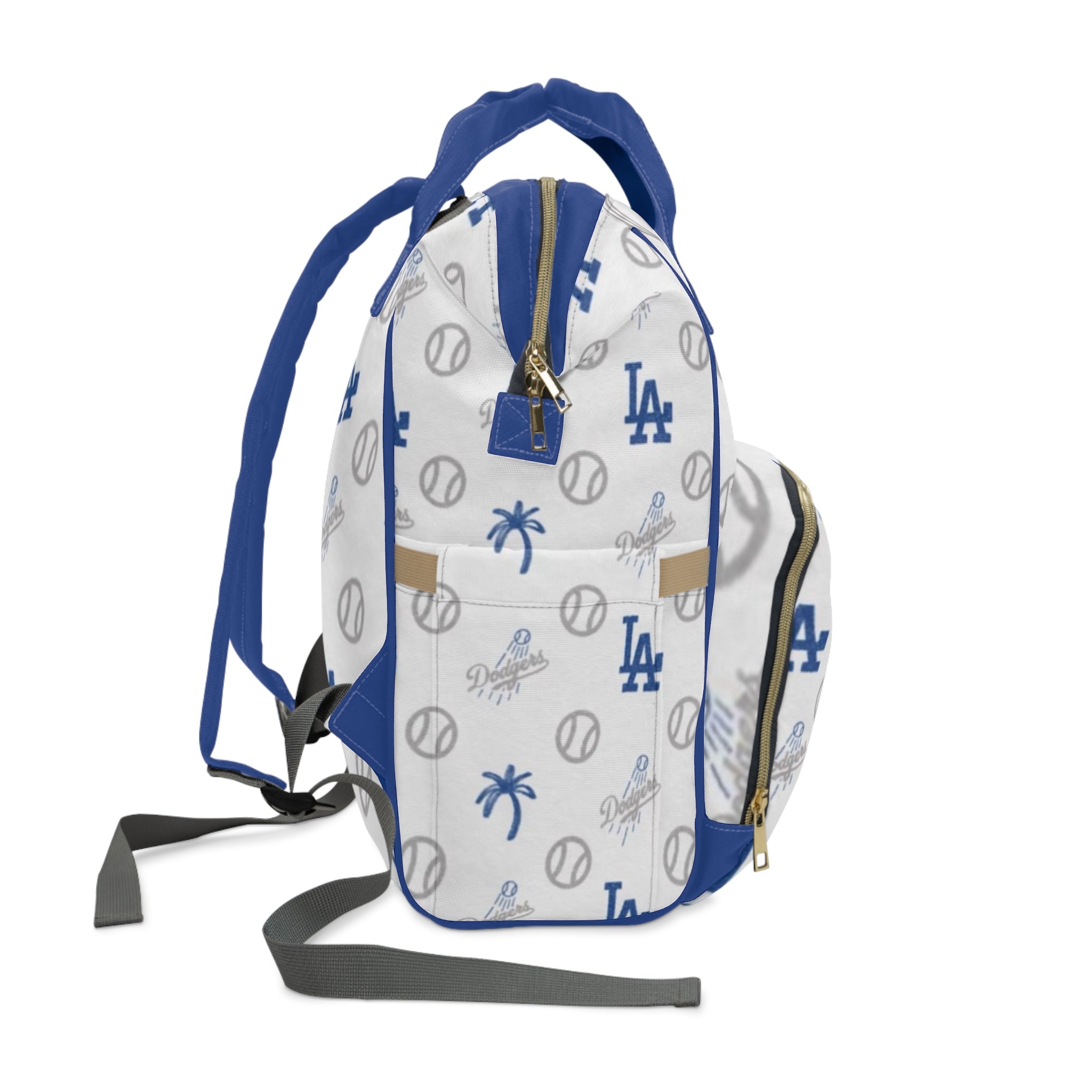 LA Dodgers Diaper Backpack — Multifunctional Baby Bag with Baseball & Palm Print