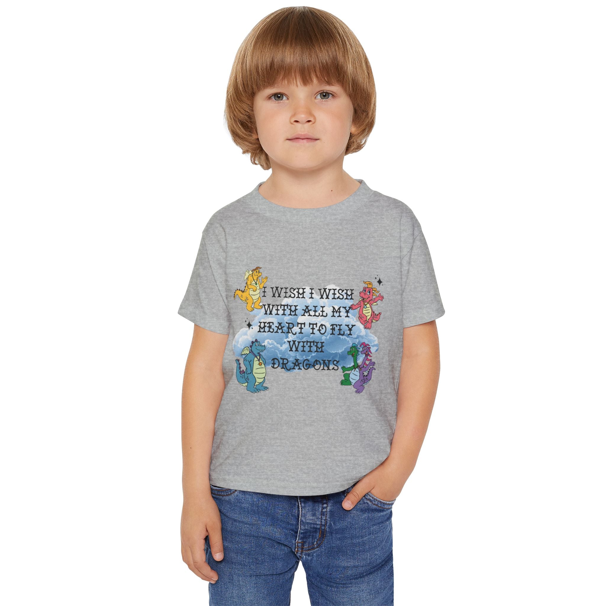Toddler T-Shirt — "I Wish I Wish With All My Heart To Fly With Dragons" Cute Colorful Dragon Tee