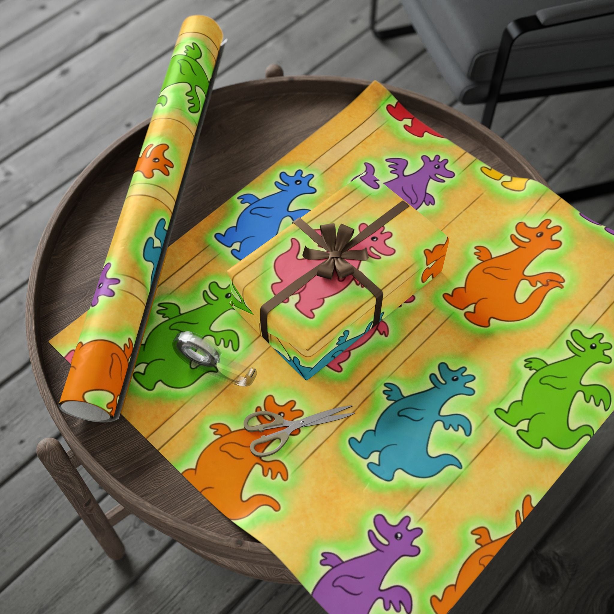 Colorful Dancing Dragons Gift Wrap