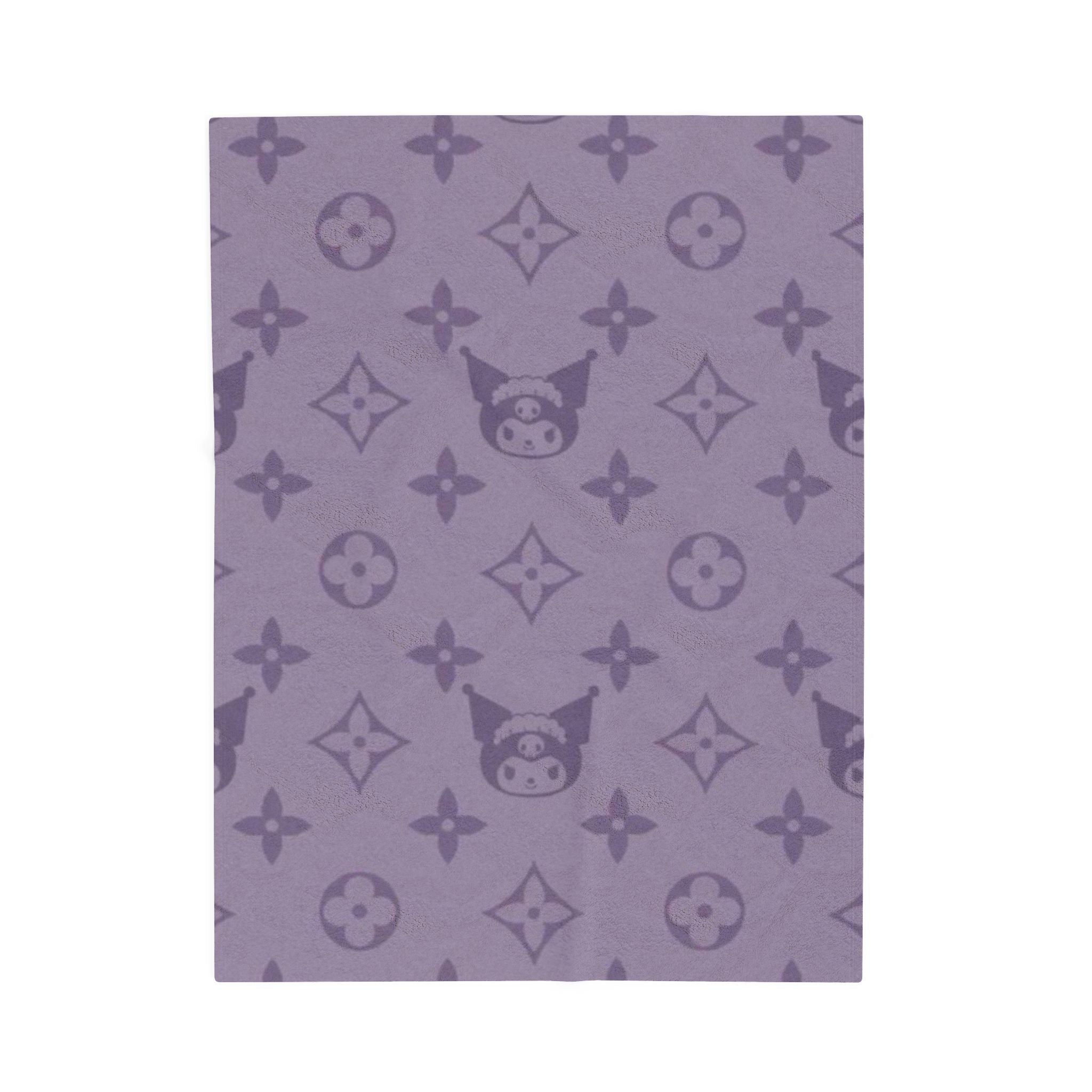 Velveteen Plush Blanket — Lavender Monogram Pattern Plush Throw