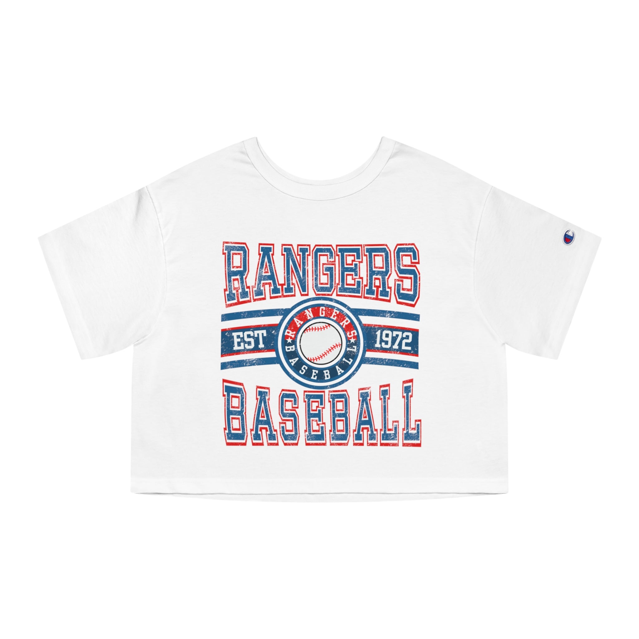 Rangers Baseball Cropped Tee — Vintage Est. 1972 Women’s Baseball Shirt
