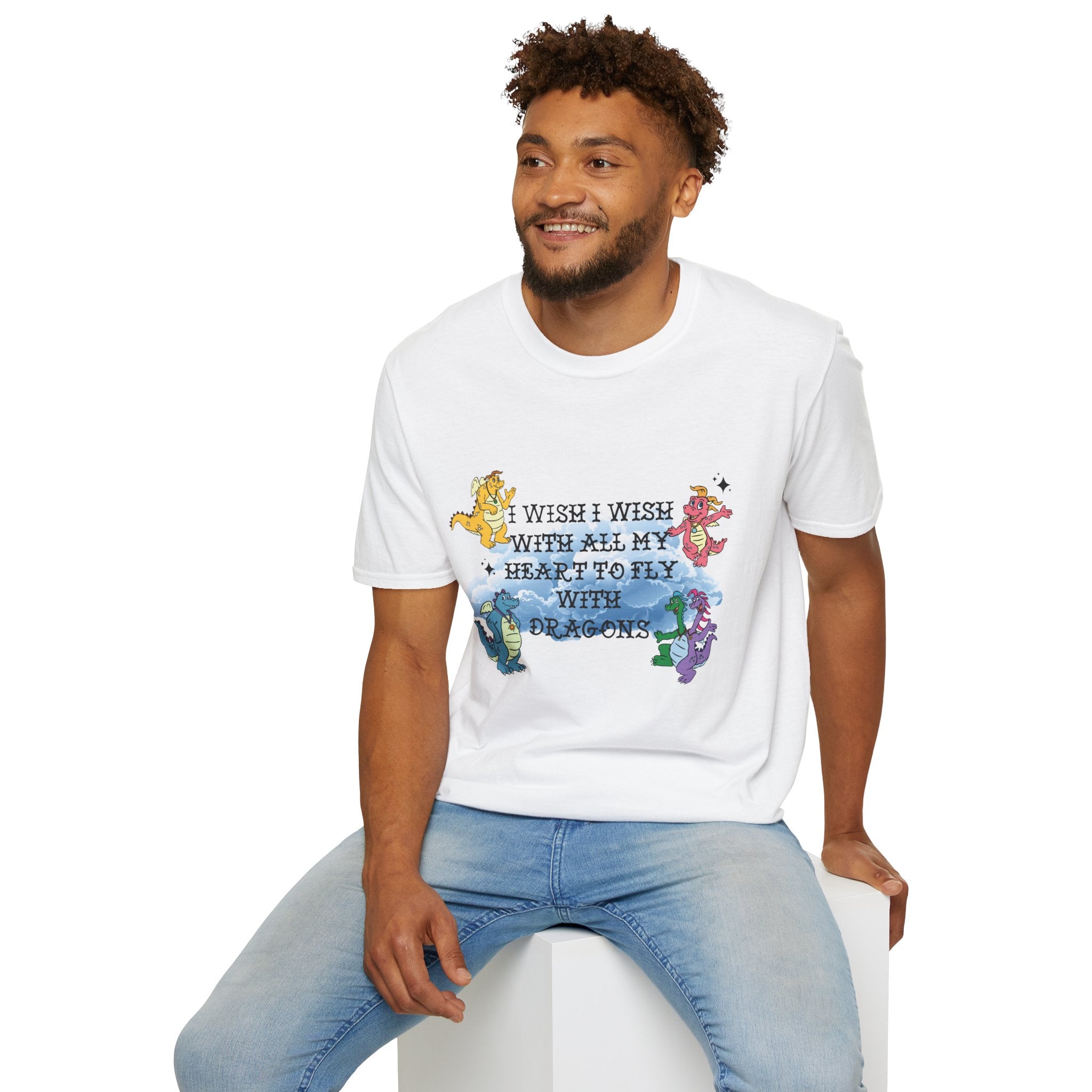 Wish I Wish Dragon T-Shirt — Cute Colorful Dancing Dragons Graphic Tee