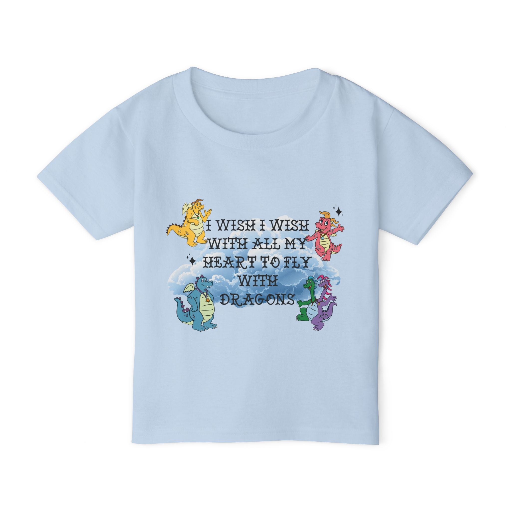Toddler T-Shirt — "I Wish I Wish With All My Heart To Fly With Dragons" Cute Colorful Dragon Tee