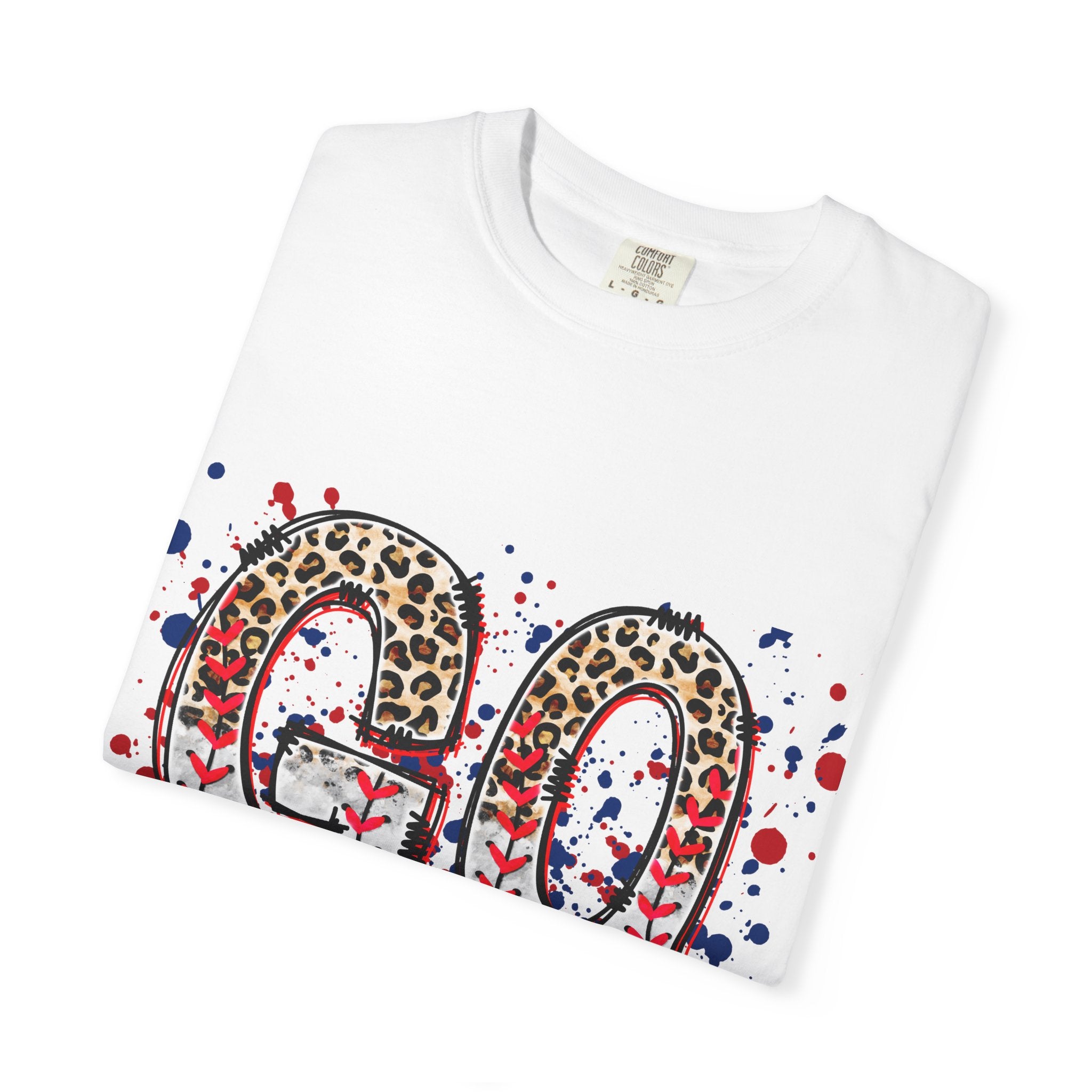 GO Rangers Leopard Baseball T-Shirt — Splatter Graphic Fan Tee