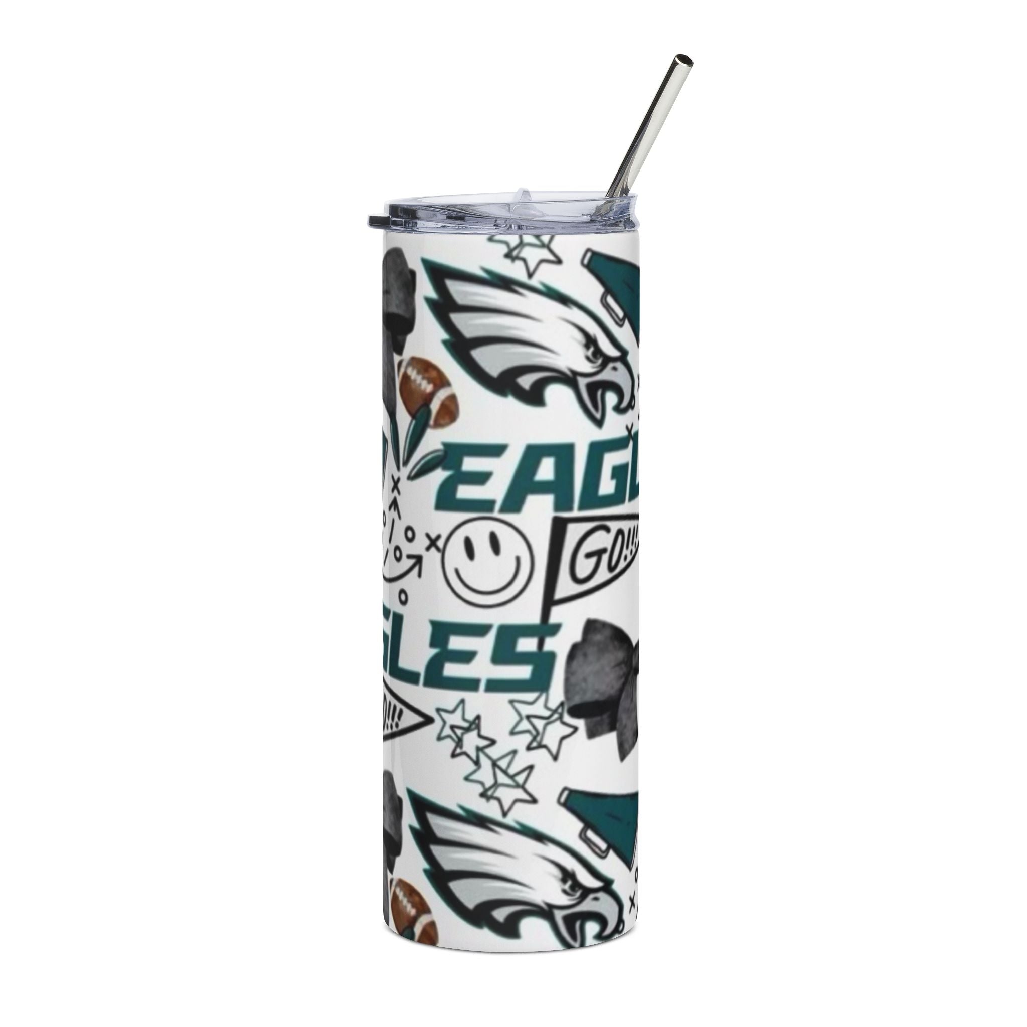 Eagles Collage 20oz Stainless Steel Tumbler — Football Fan Travel Cup