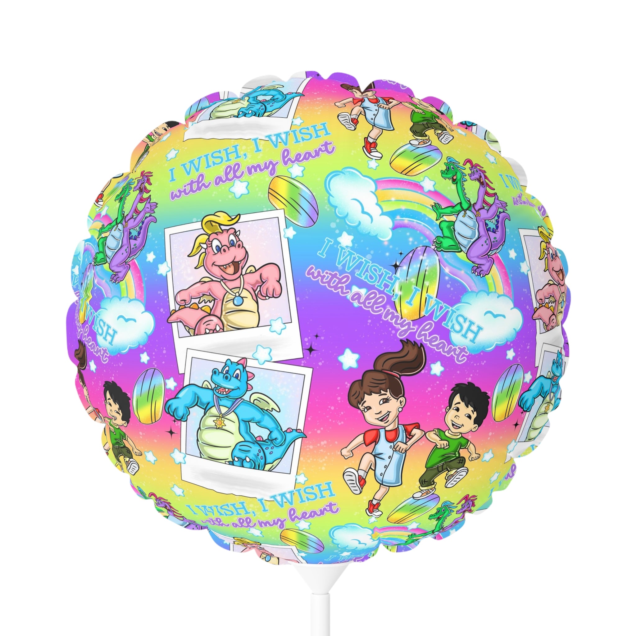 11" Heart & Round Foil Balloon — "I Wish With All My Heart" Design