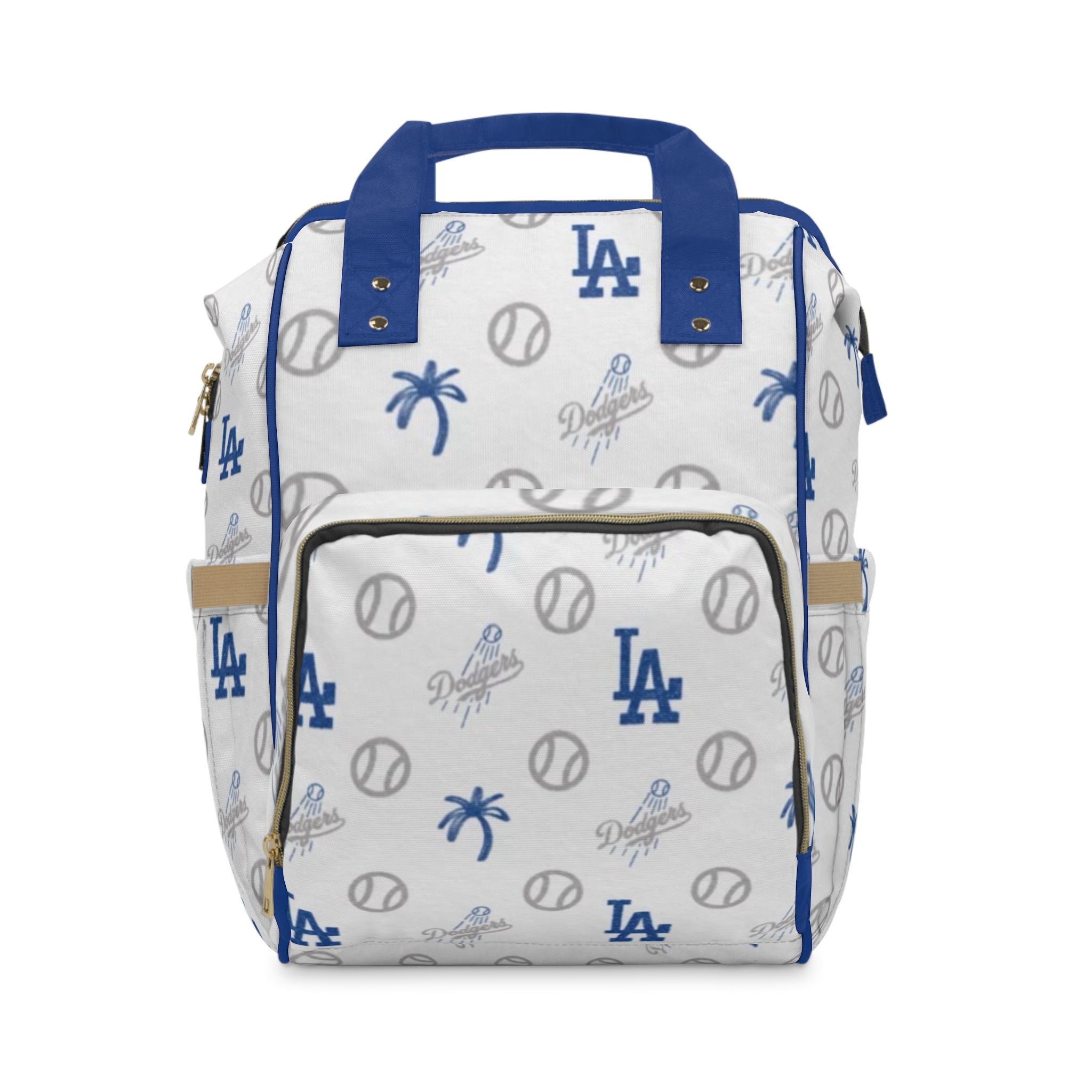 LA Dodgers Diaper Backpack — Multifunctional Baby Bag with Baseball & Palm Print