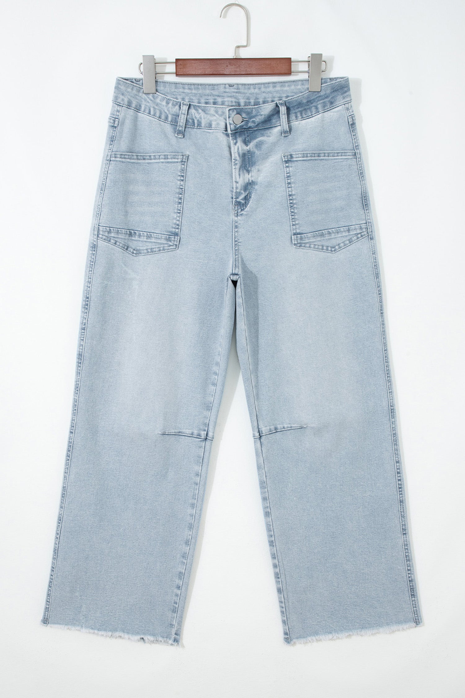 Beau Blue Frayed Cropped Straight Jeans