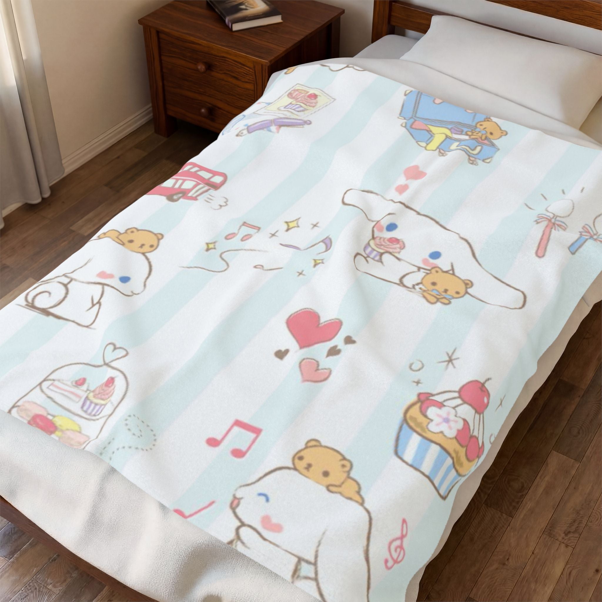 Cinnamoroll Velveteen Plush Blanket – Cute Pastel Character Throw for Kids & Fans