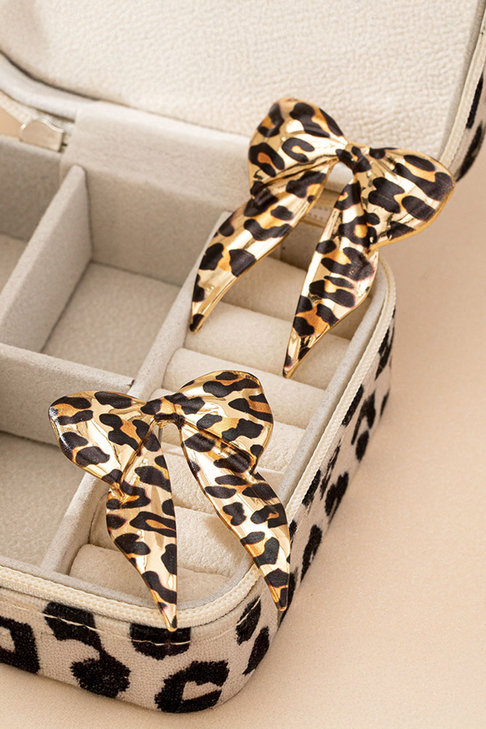 Leopard Print Bow Knot Shape Plated Alloy Earrings