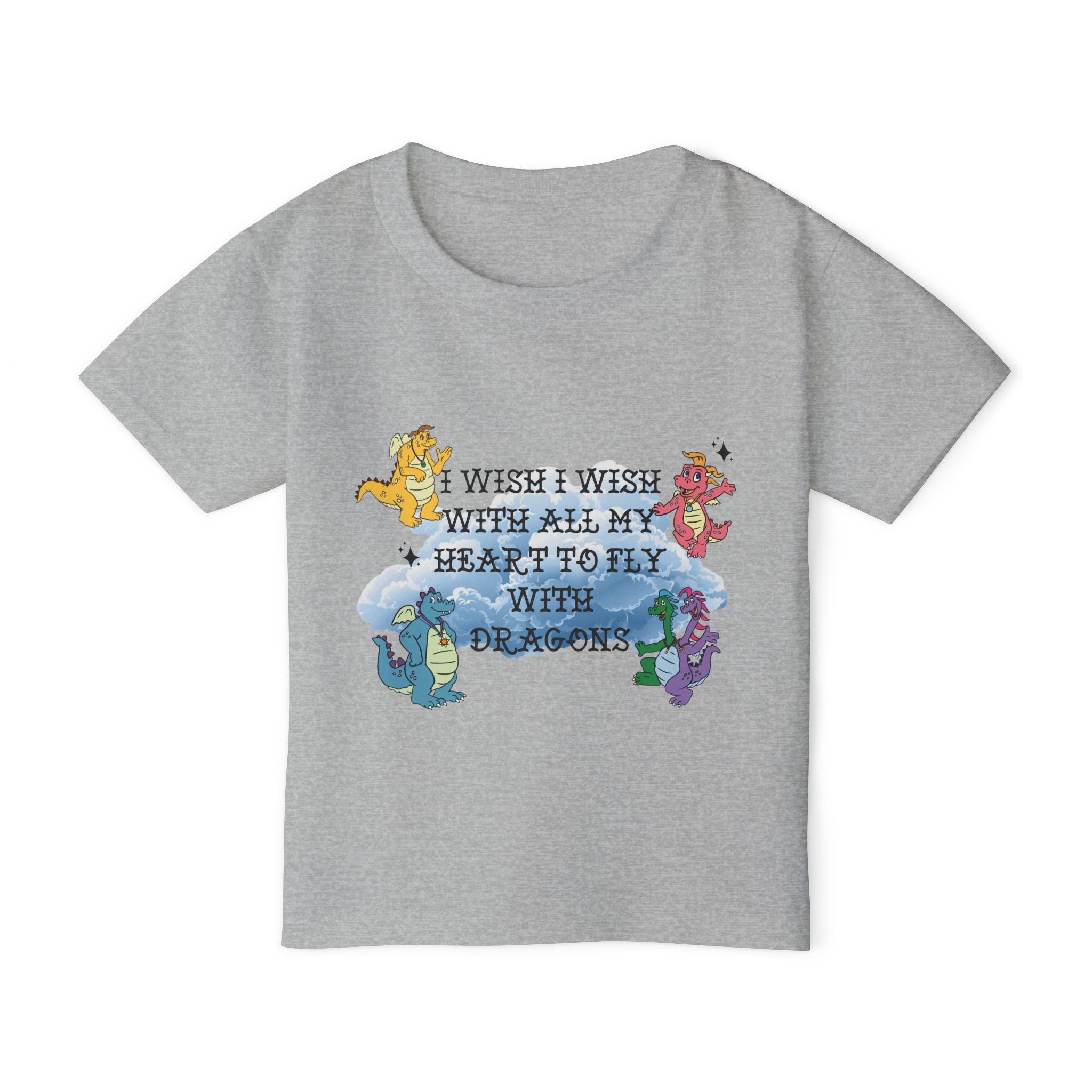 Toddler T-Shirt — "I Wish I Wish With All My Heart To Fly With Dragons" Cute Colorful Dragon Tee