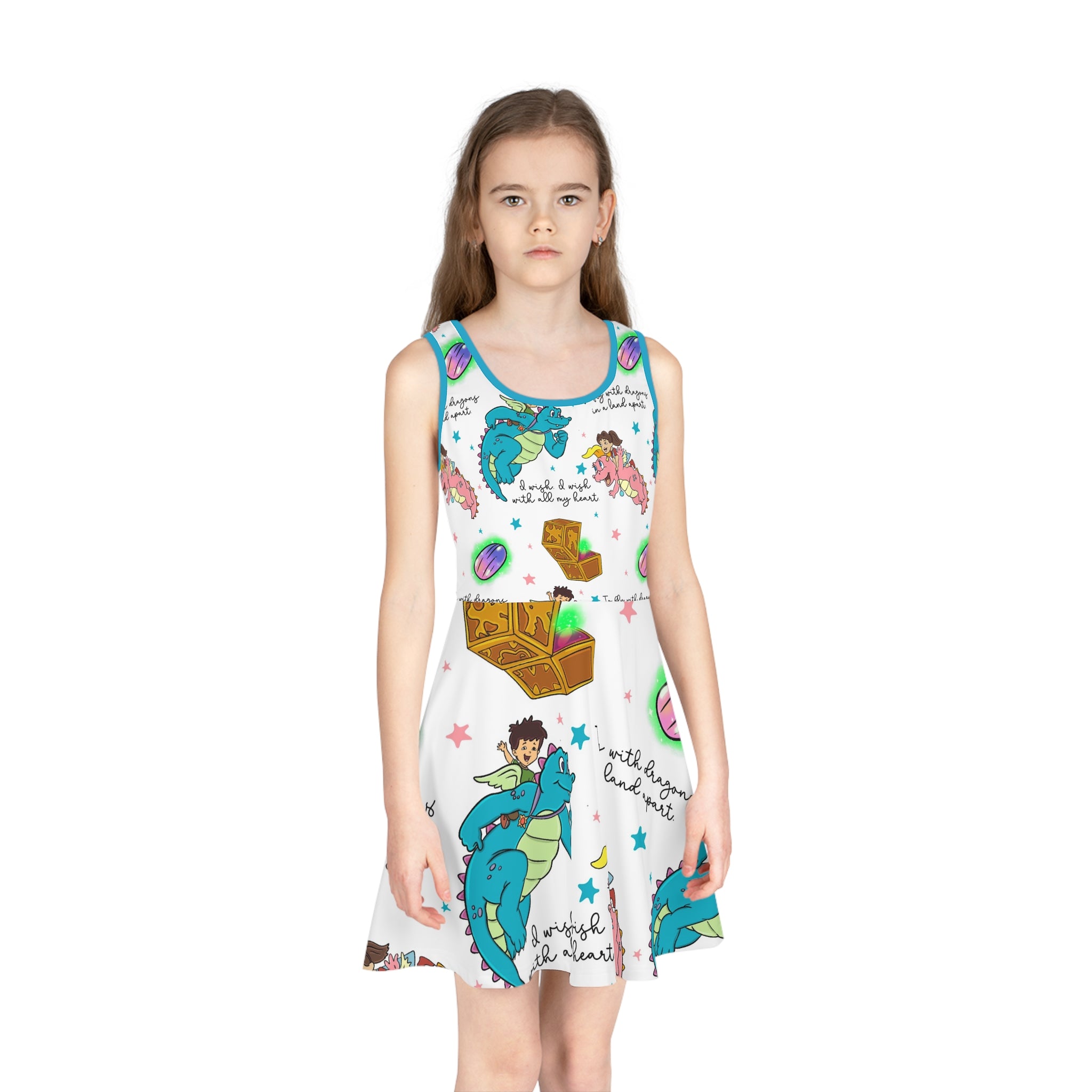 Girls' Dragon Ride Sundress — Cute Magical Dragon Print Tank Dress