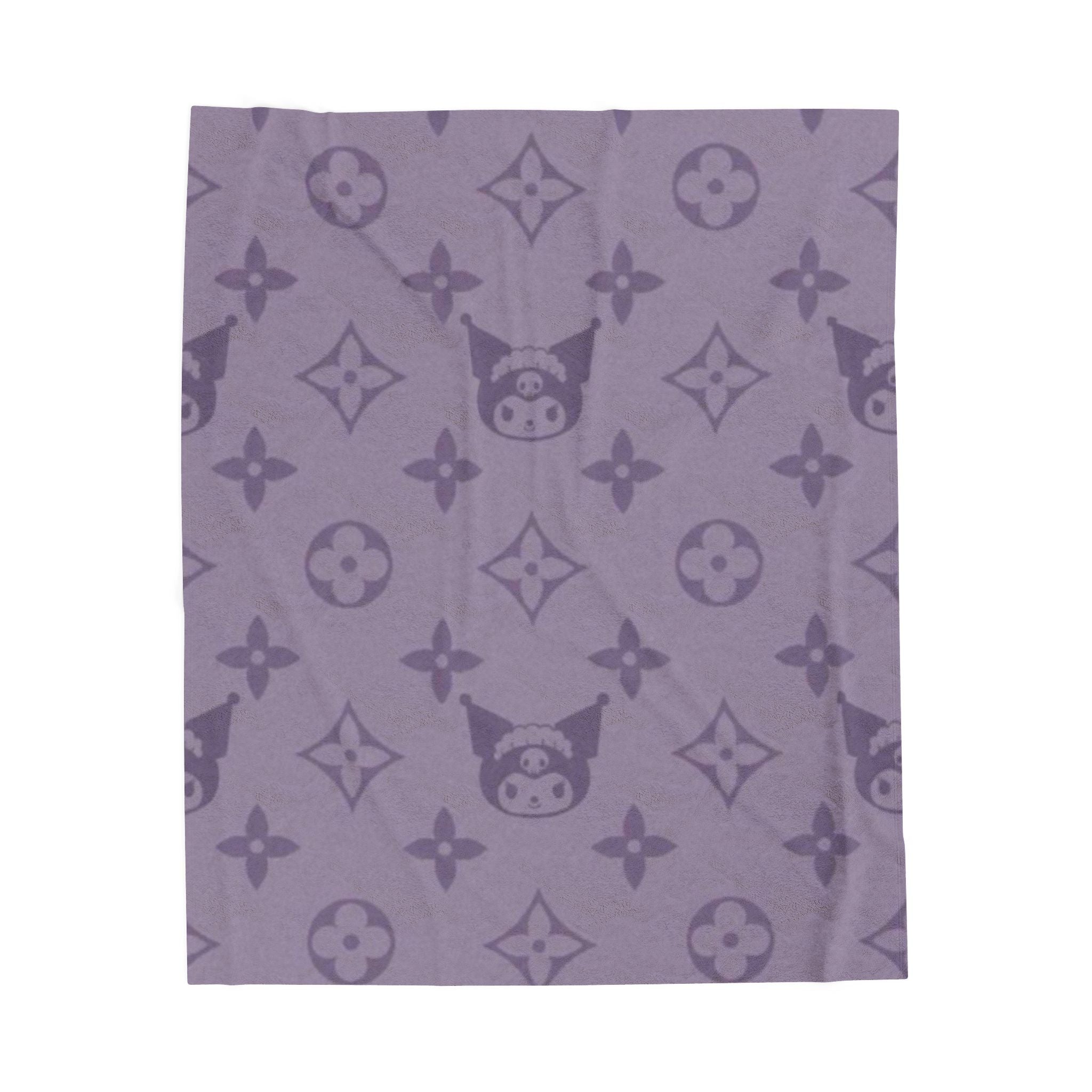 Velveteen Plush Blanket — Lavender Monogram Pattern Plush Throw